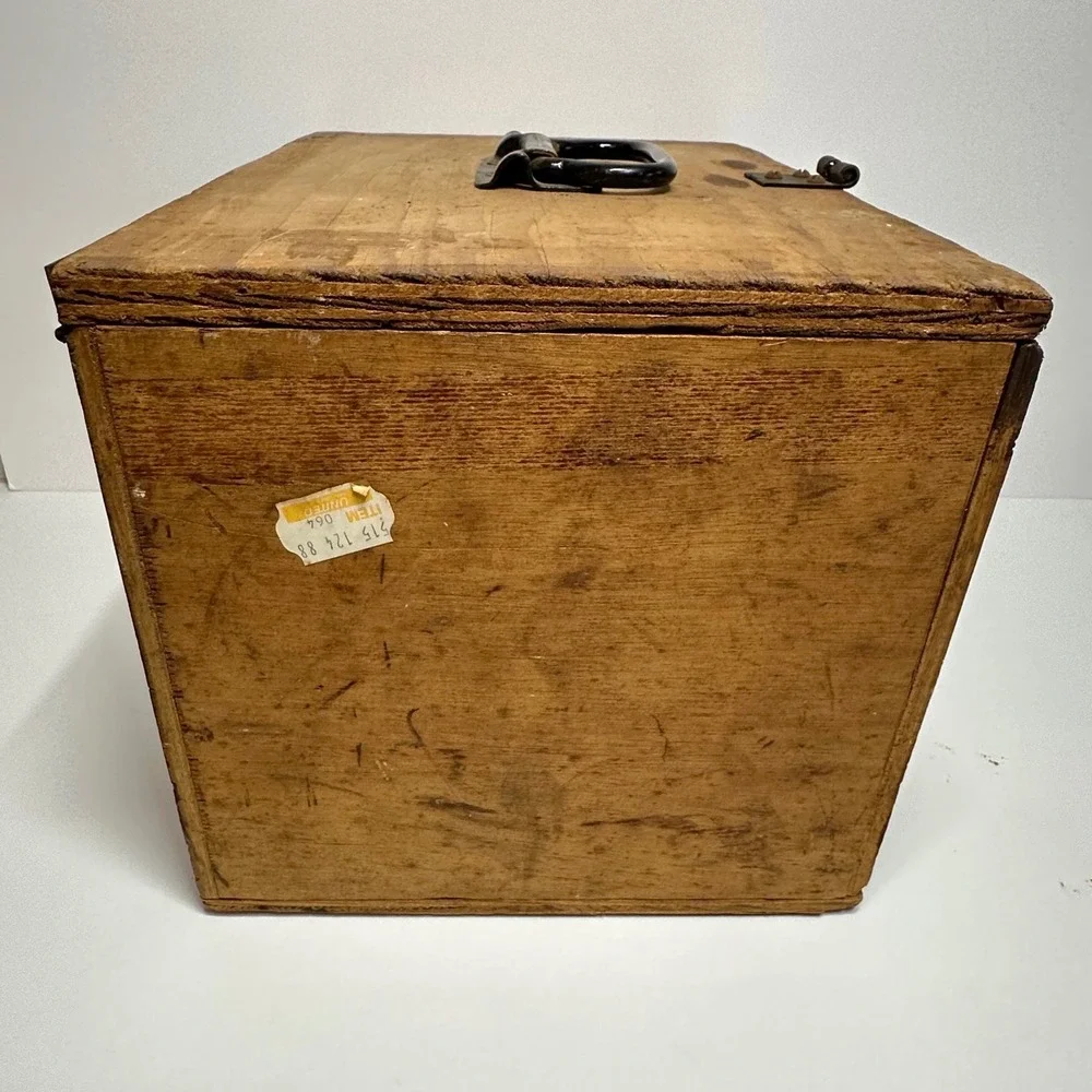Vintage Small Wooden Military Footlocker Storage Chest Brown LT Engels Stencil